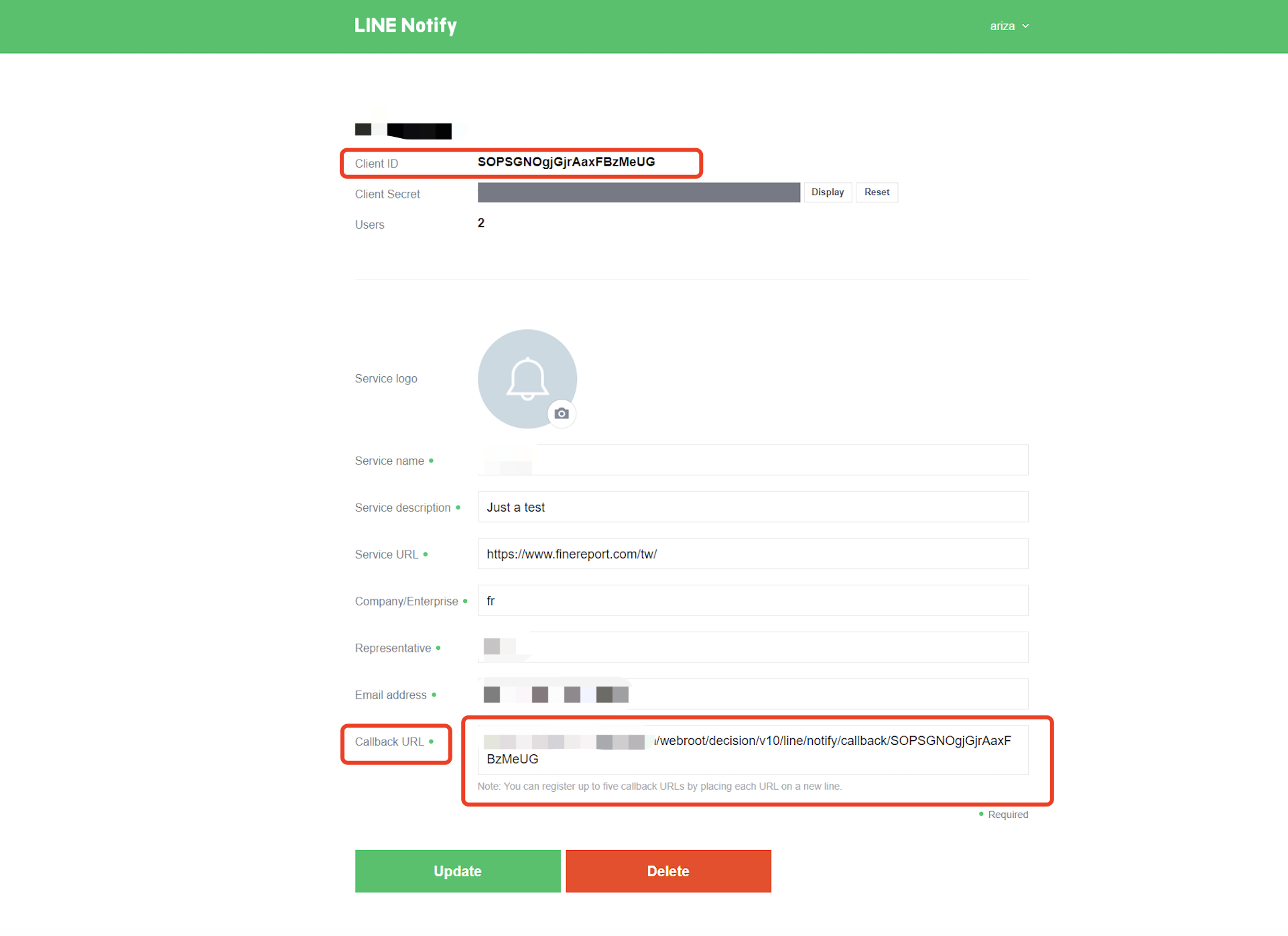 Notification by Integrated LINE Notify -FineReport Help Document
