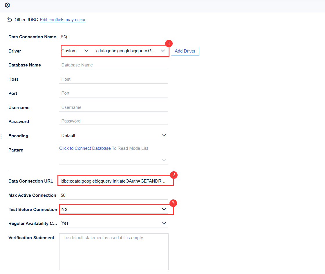 Data Connection to Google BigQuery-FineReport Help Document