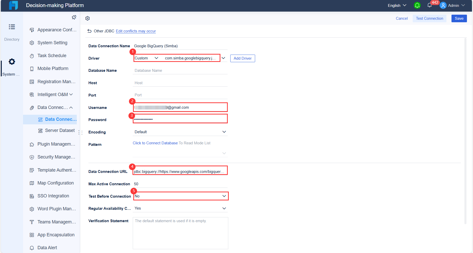 Data Connection to Google BigQuery-FineReport Help Document