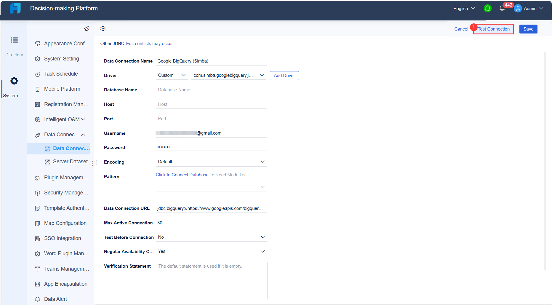 Data Connection to Google BigQuery-FineReport Help Document