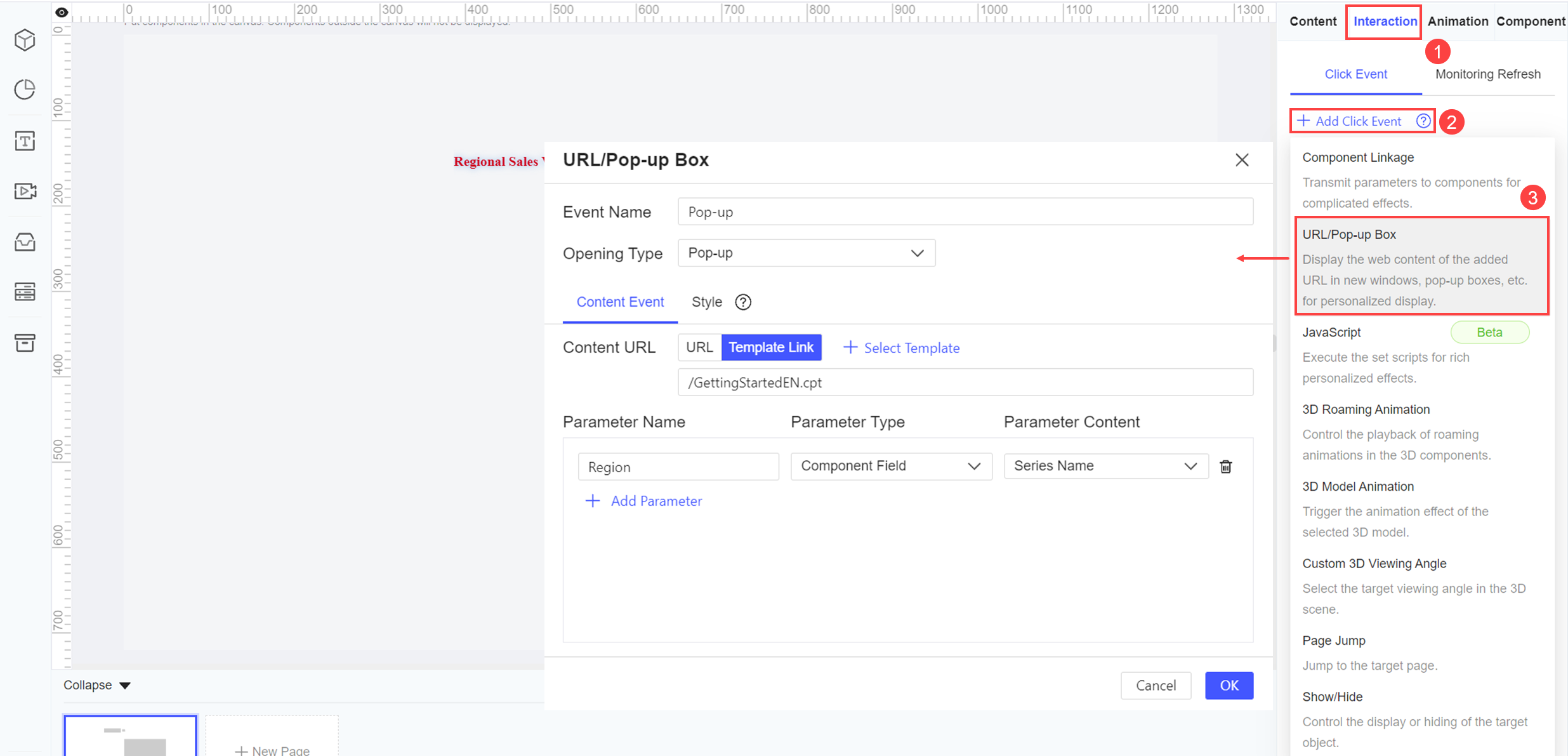 FVS Jumping to Web Links/Pop-up Box Events-FineReport Help Document