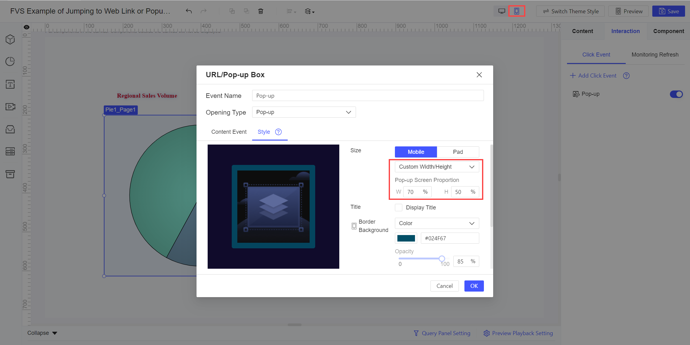 Redirection to Web Link/Pop-up Box Events in FVS-FineReport Help Document