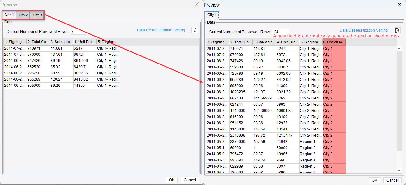 Excel Dataset (Multiple Sheets)-FineReport Help Document