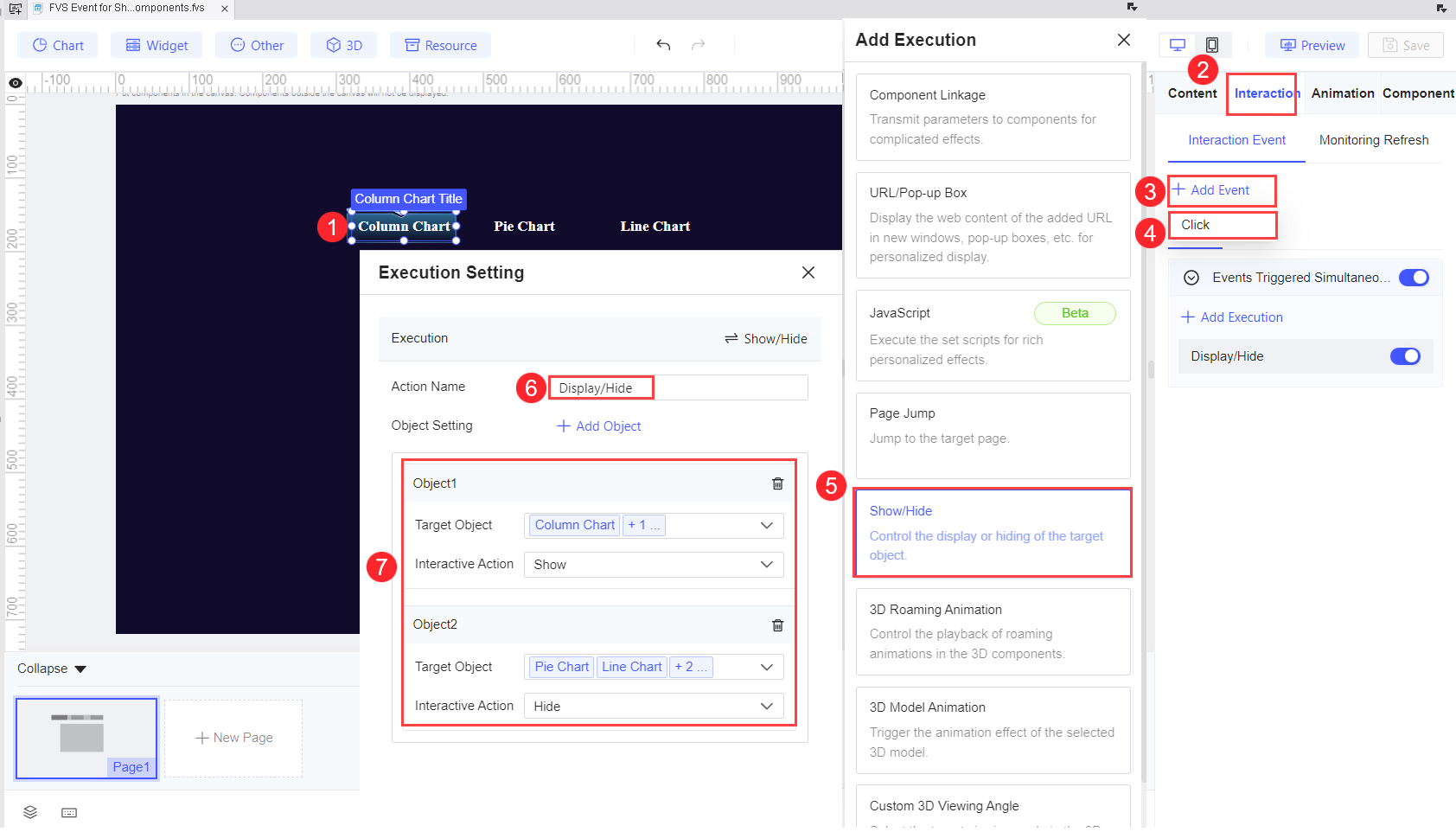 FVS Event for Showing and Hiding Components-FineReport Help Document