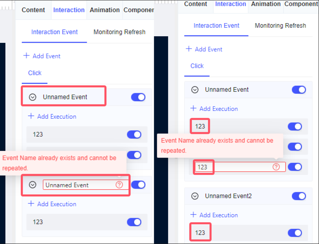 FVS Component Interaction Attribute-FineReport Help Document