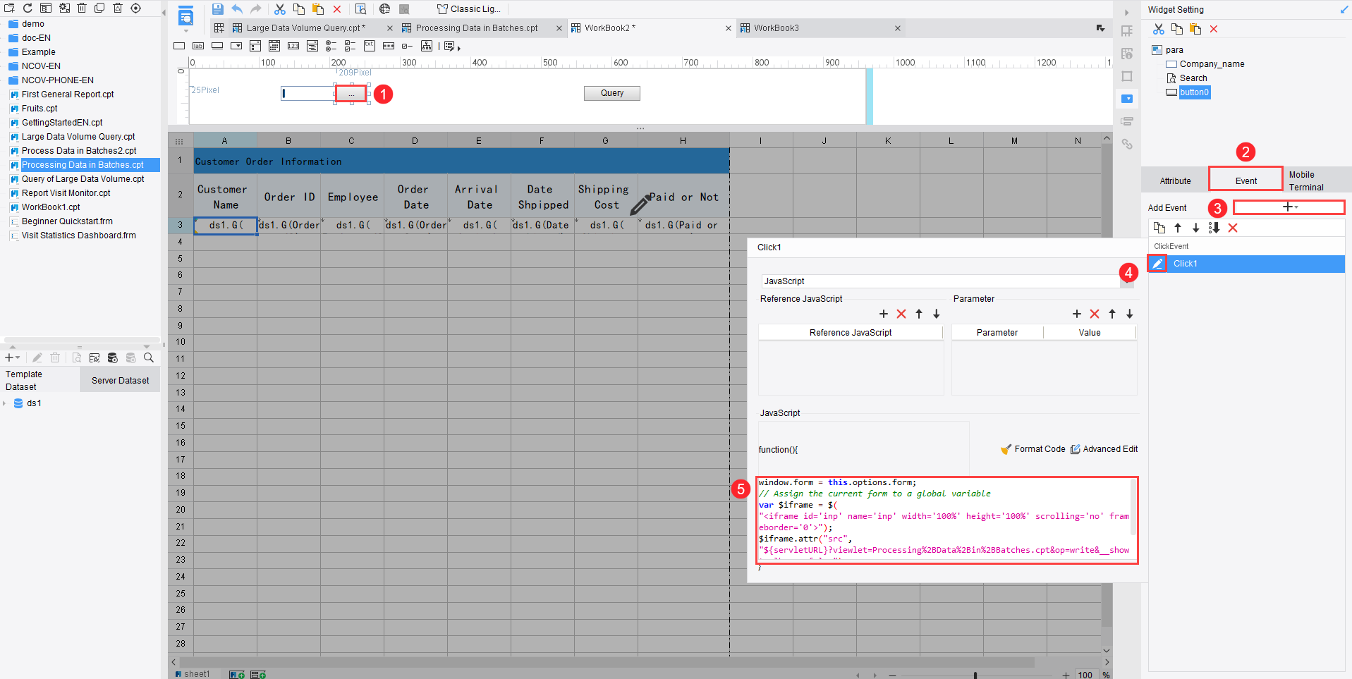 Custom Option Pop-up by JS-FineReport Help Document