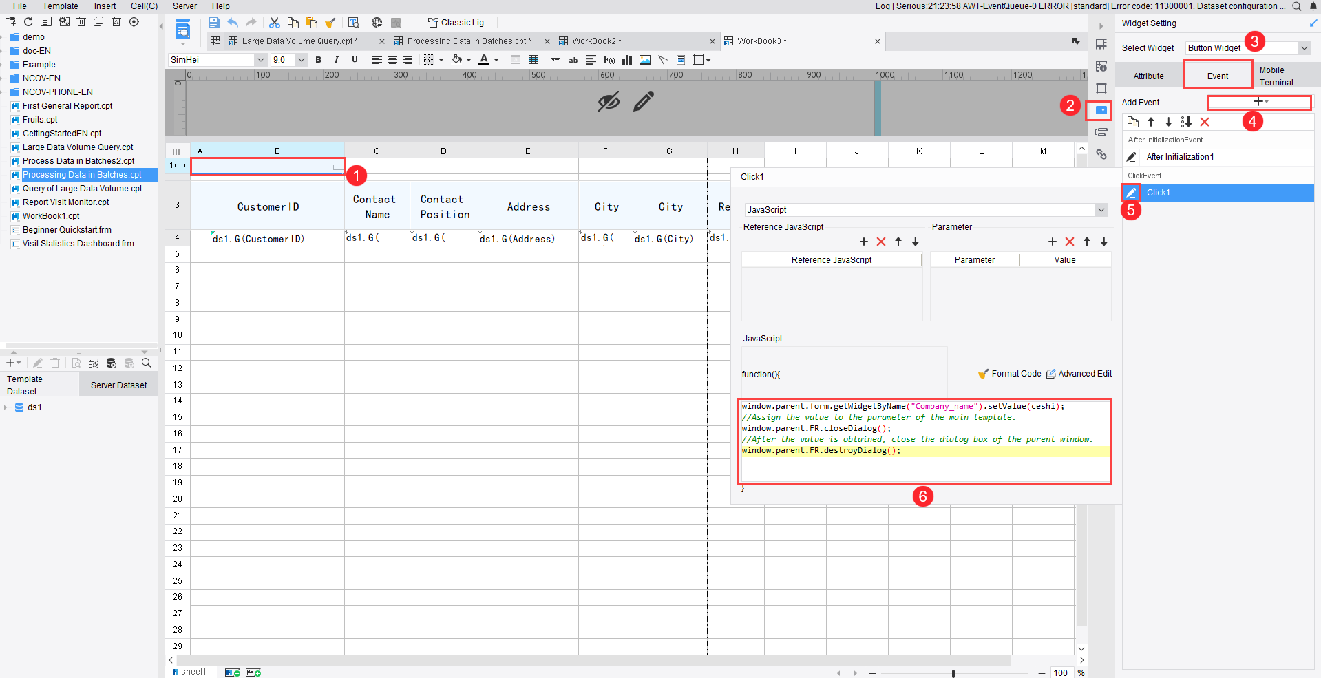Custom Option Pop-up by JS-FineReport Help Document