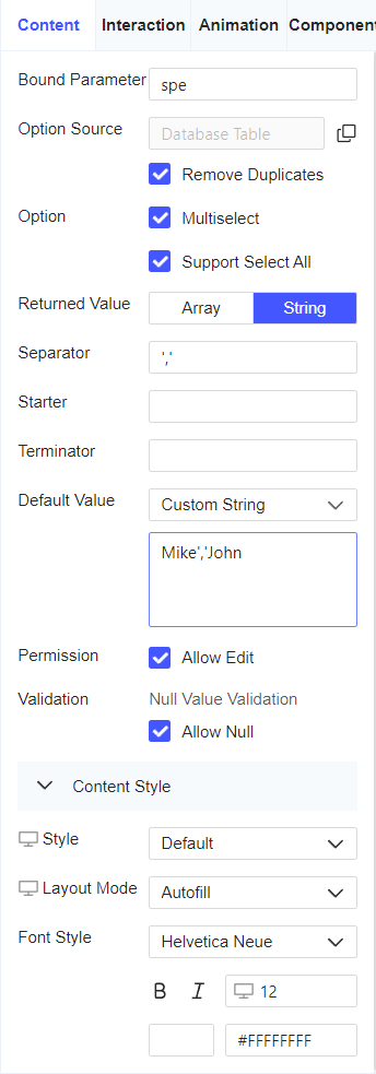 FVS Button Group Widget-FineReport Help Document