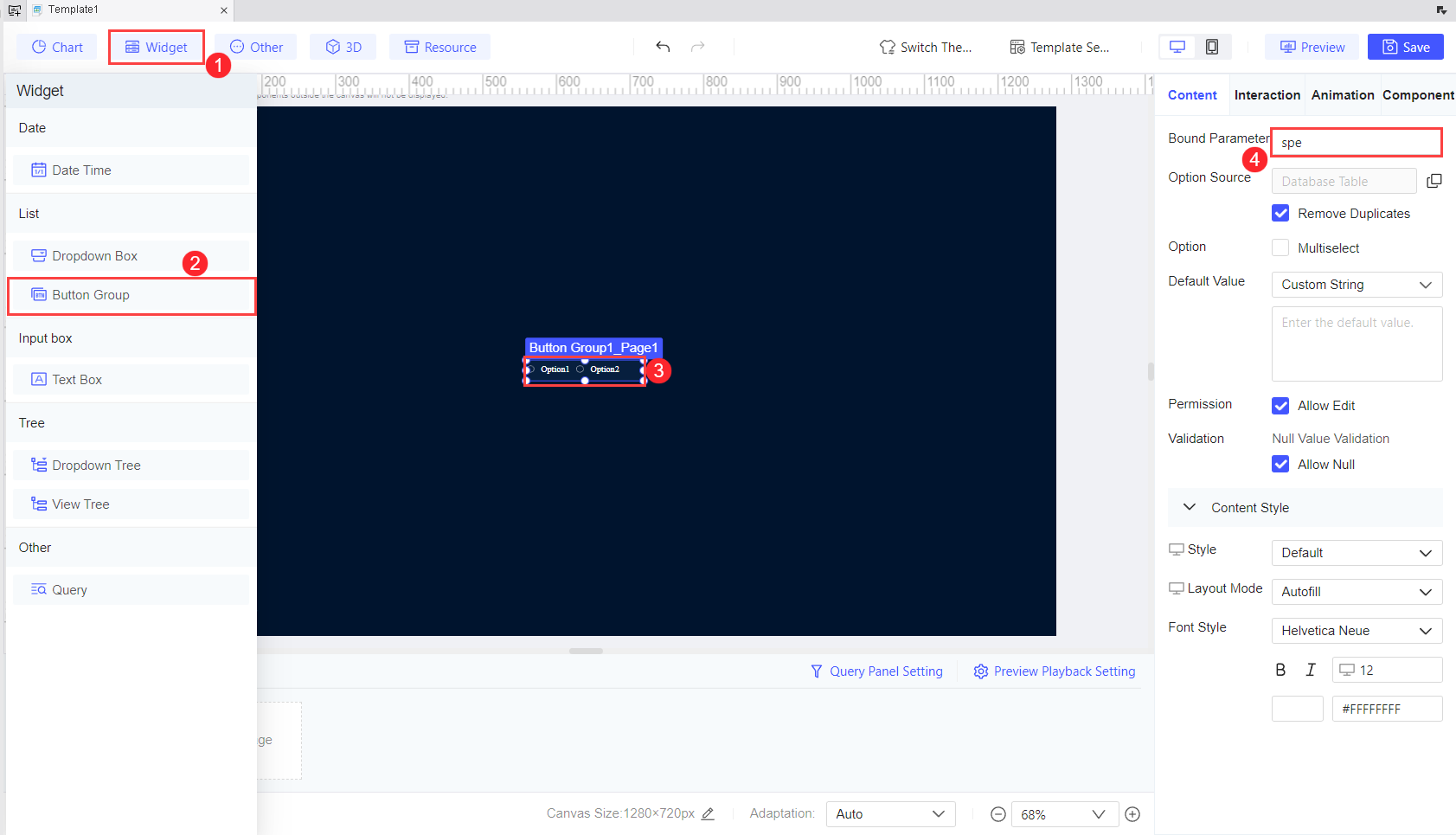 FVS Button Group Widget-FineReport Help Document