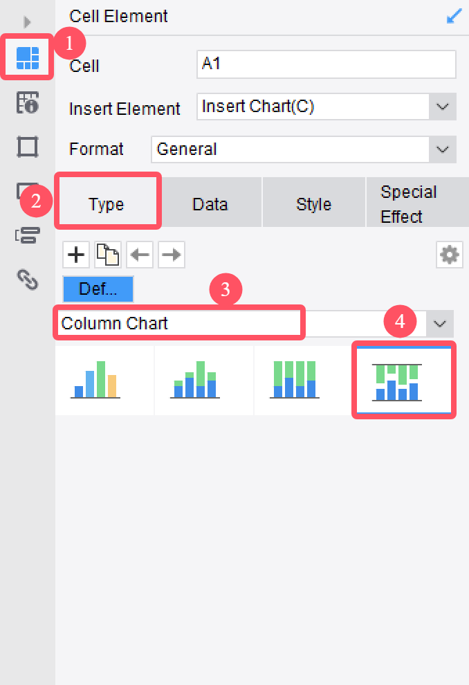 Custom Column Chart-FineReport Help Document
