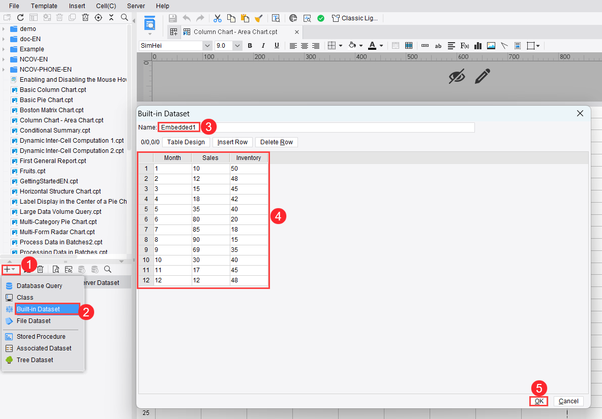 Column Chart - Area Chart-FineReport Help Document