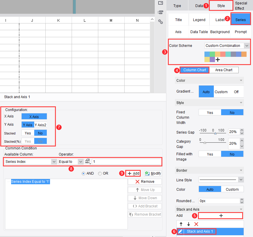 Column Chart - Area Chart-FineReport Help Document