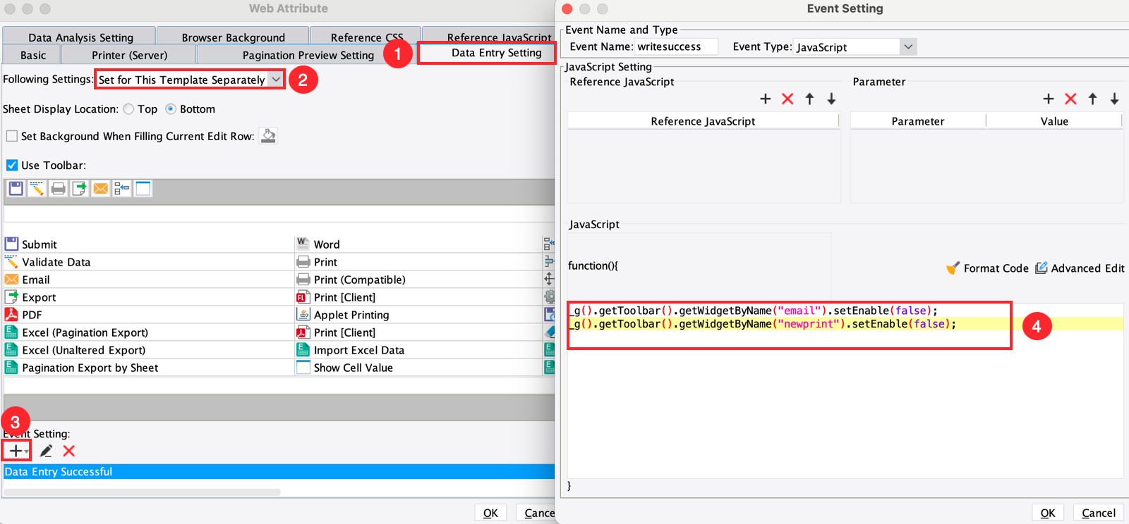 Toolbar Widget Javascript Controlling Attributes of Toolbar Buttons Through JS-FineReport Help ...
