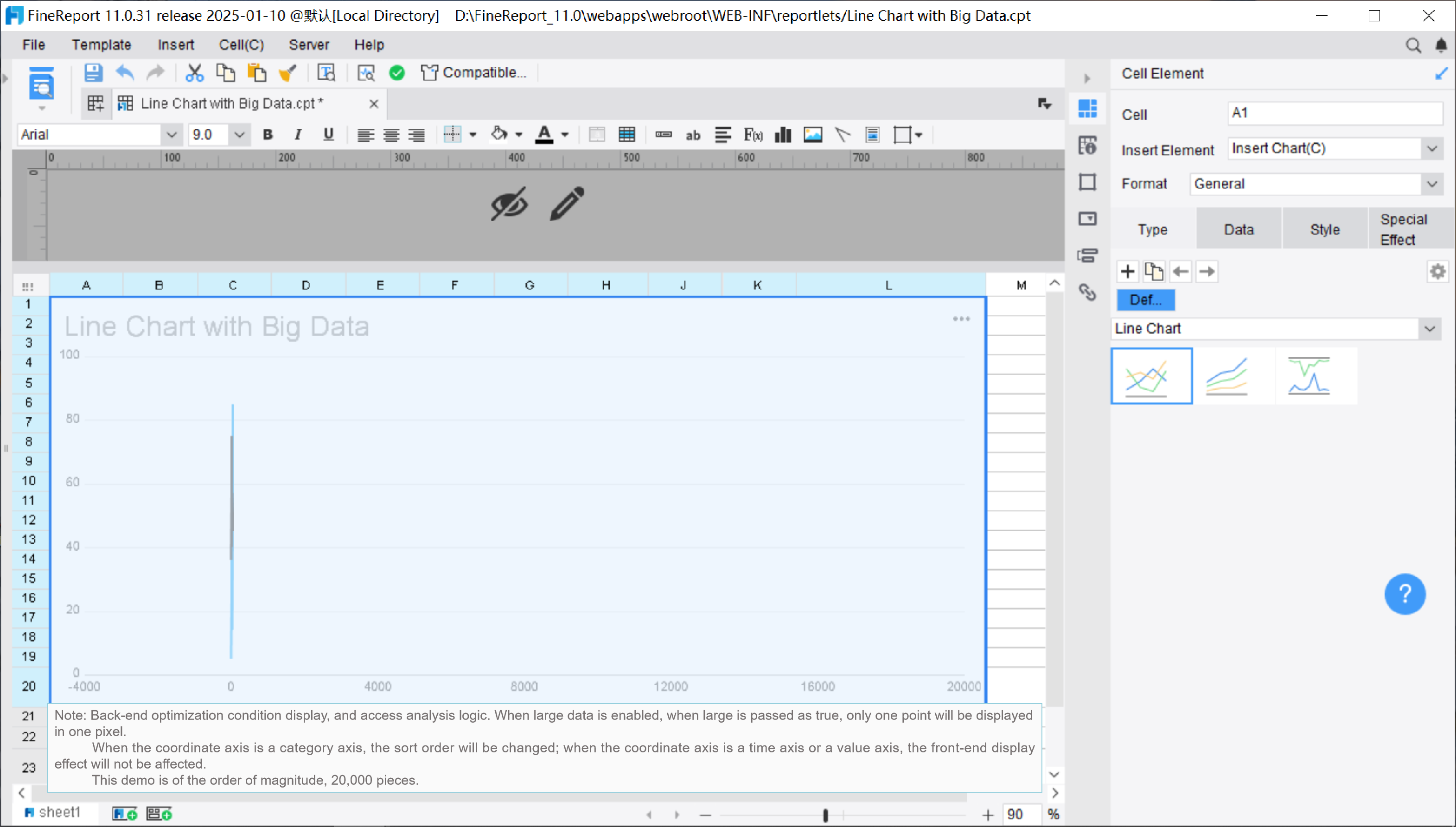 Line Chart with Big Data-FineReport Help Document