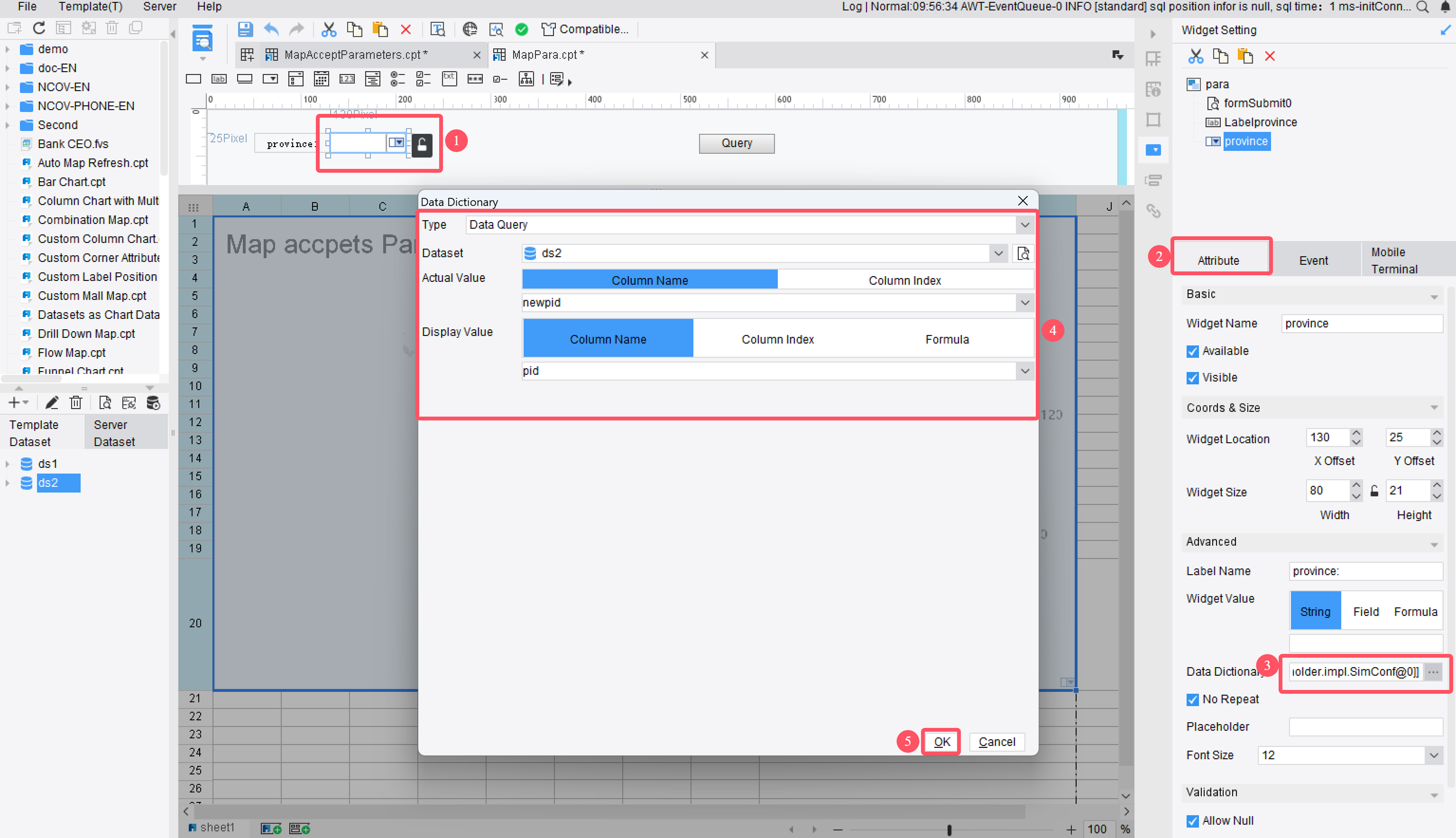 Transferred Parameters as Map Boundaries-FineReport Help Document
