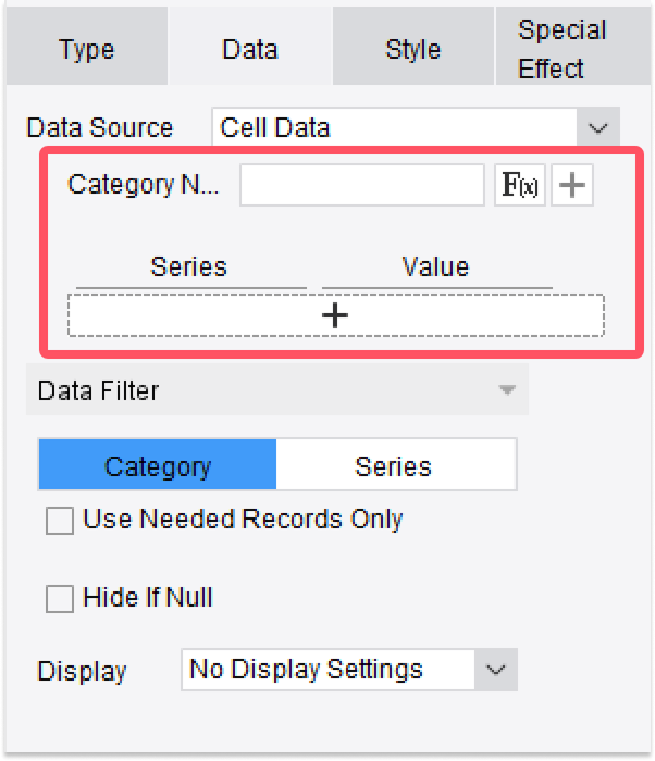 Cells as Chart Data Sources-FineReport Help Document