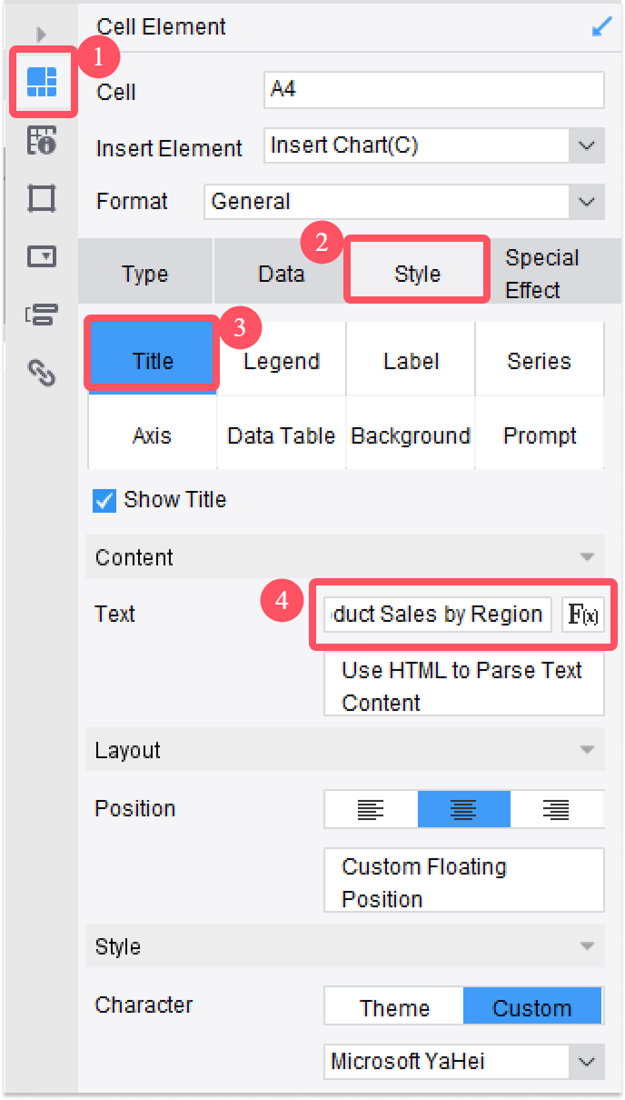 Cells as Chart Data Sources-FineReport Help Document