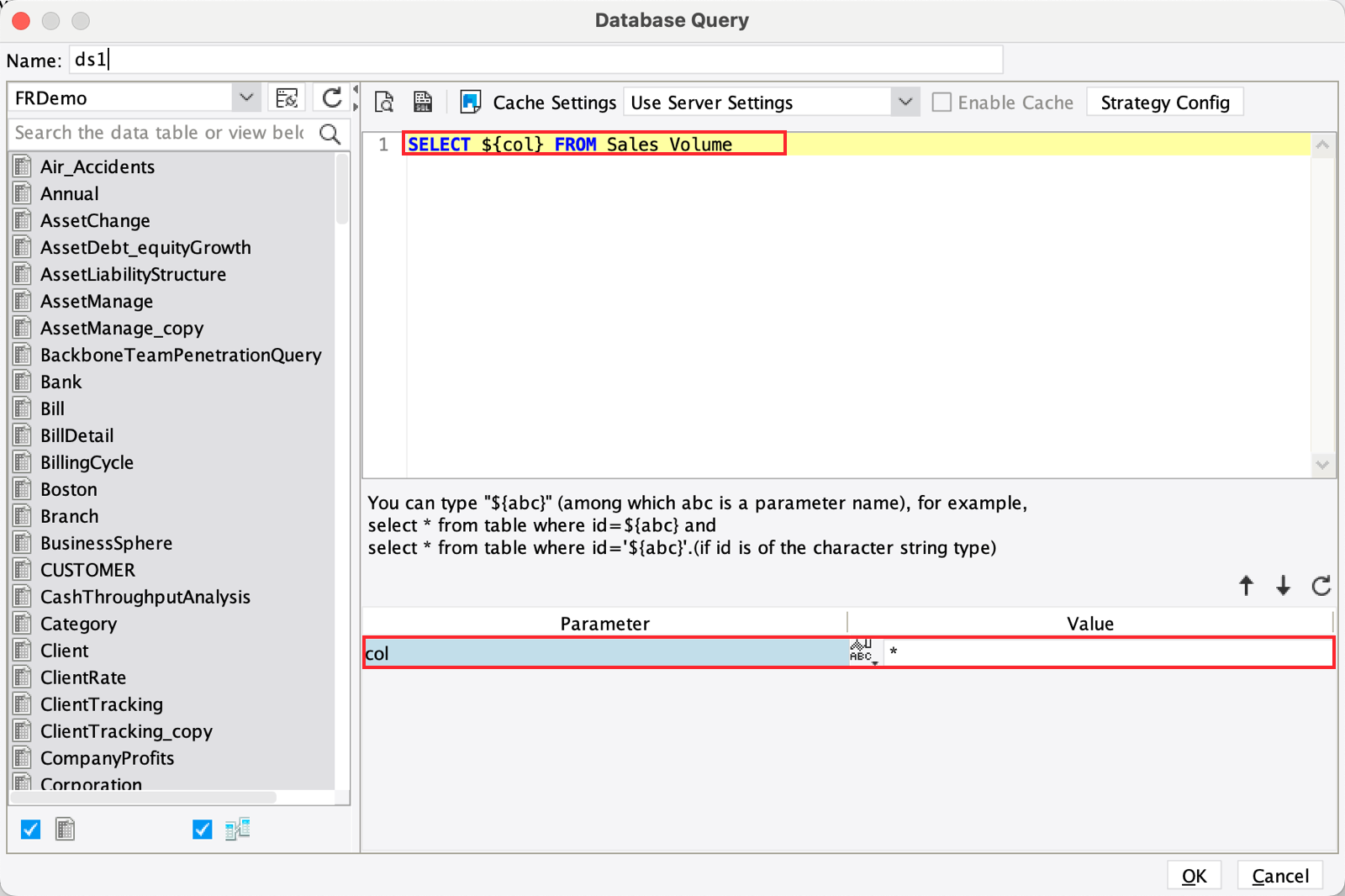 Dynamic Column by a Dataset Parameter-FineReport Help Document