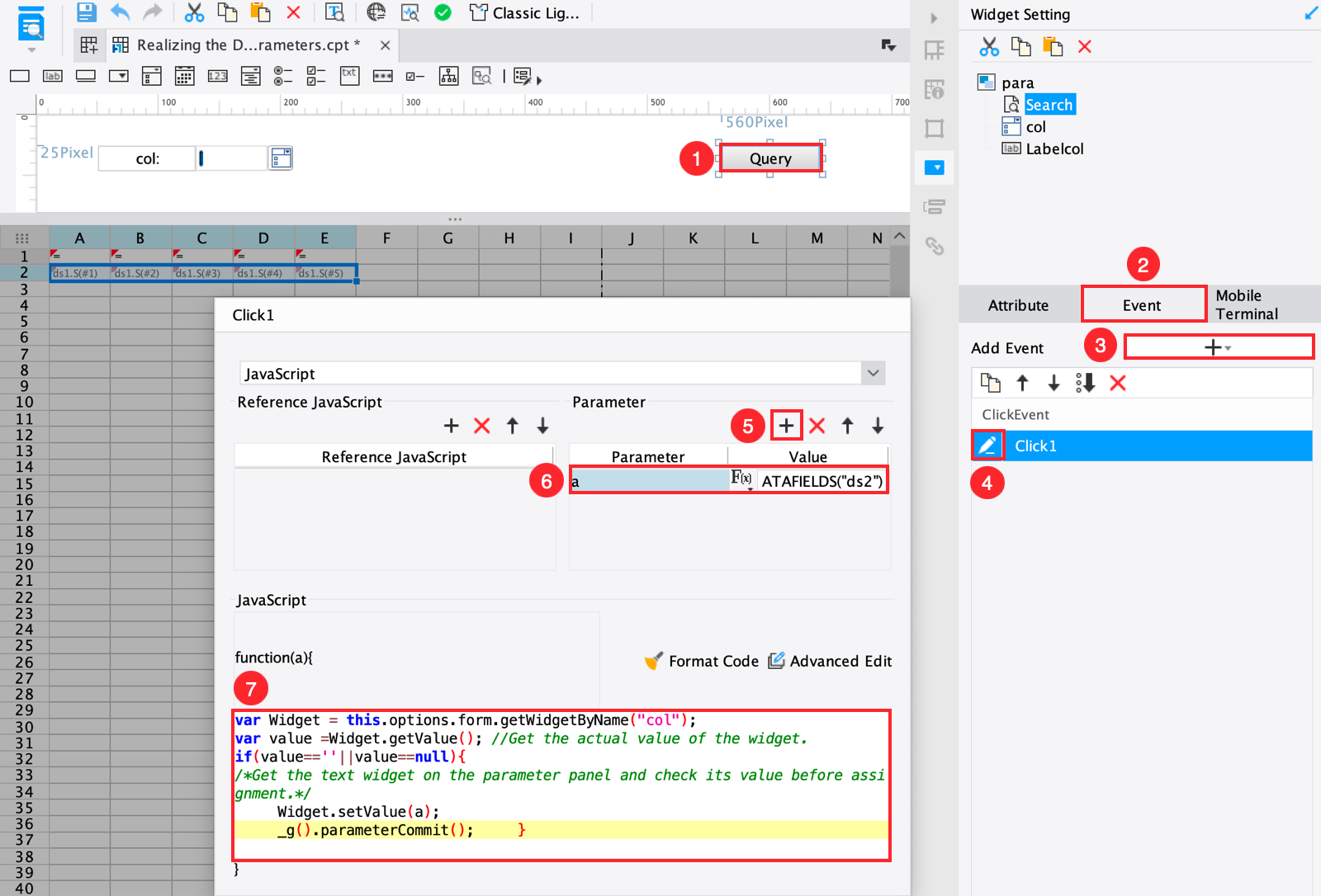 Dynamic Column by a Dataset Parameter-FineReport Help Document