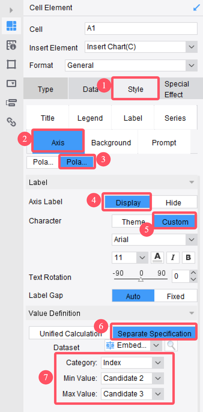Custom Axis Value Ranges for Radar Charts-FineReport Help Document