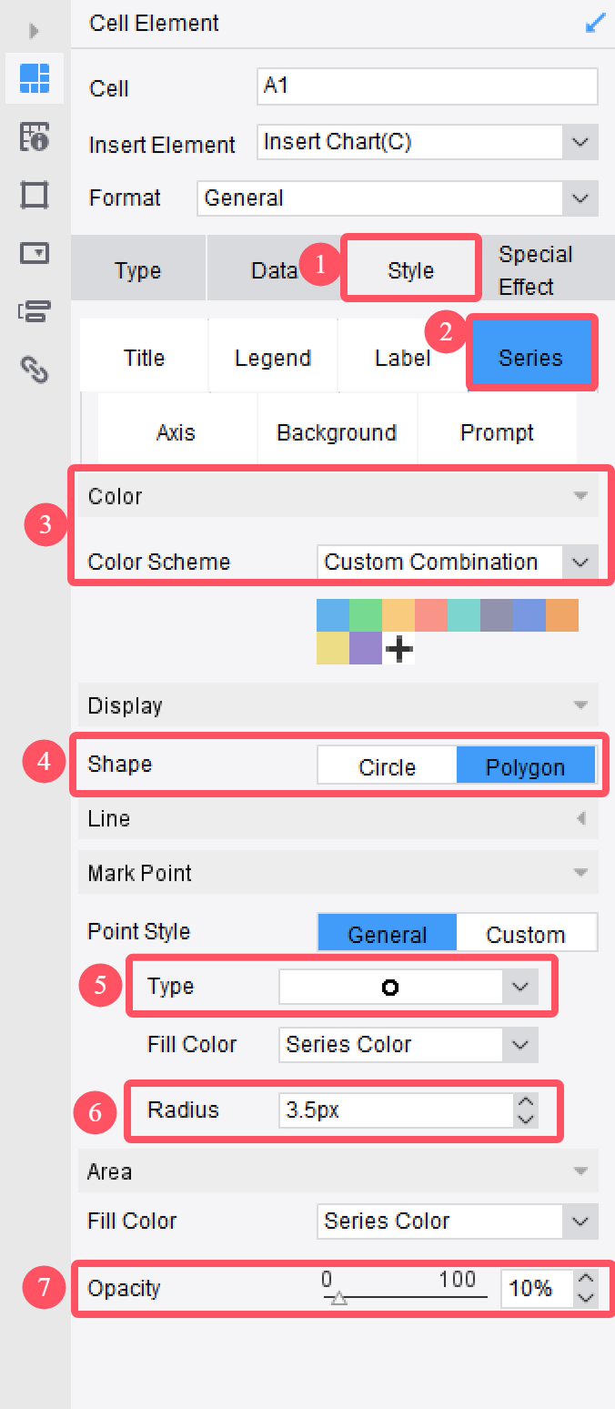 Custom Axis Value Ranges for Radar Charts-FineReport Help Document