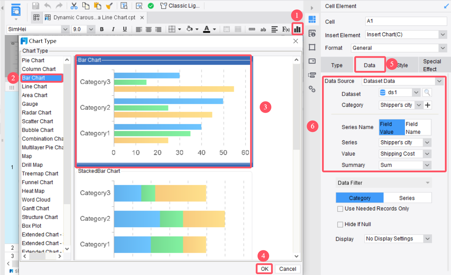 Dynamic Carousel in a Bar Chart-FineReport Help Document