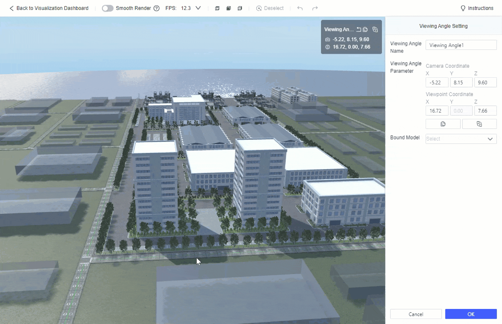 Camera Viewing Angle of the 3D Scene Component-FineReport Help Document