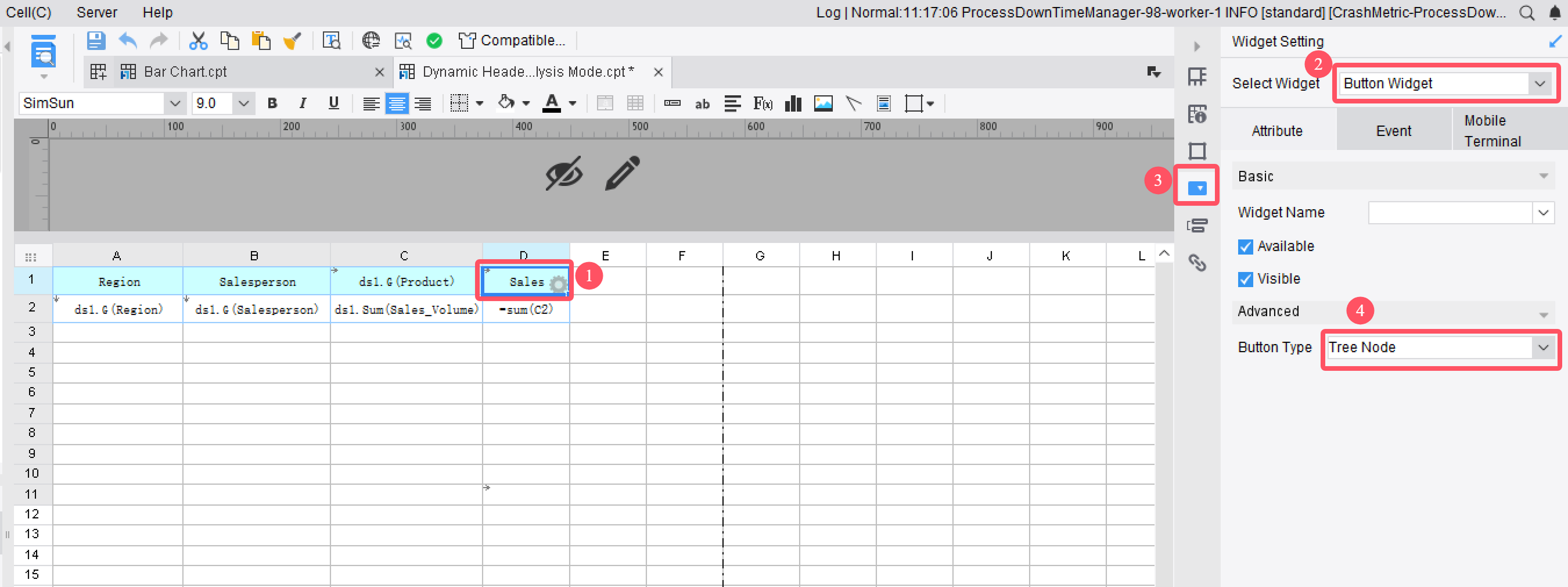Dynamic Header in Data Analysis Mode-FineReport Help Document