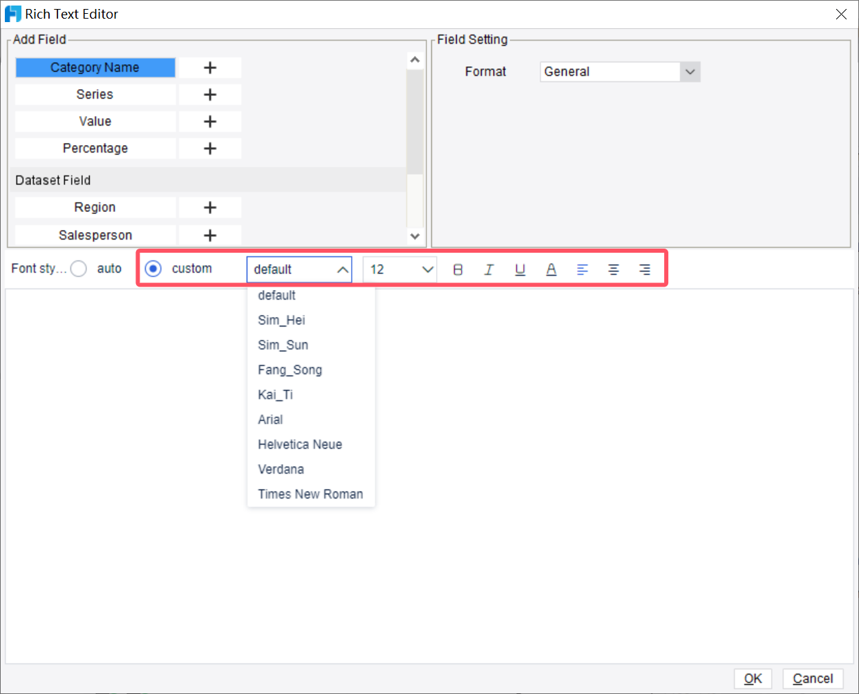 Custom Label or Prompt by the Rich Text-FineReport Help Document