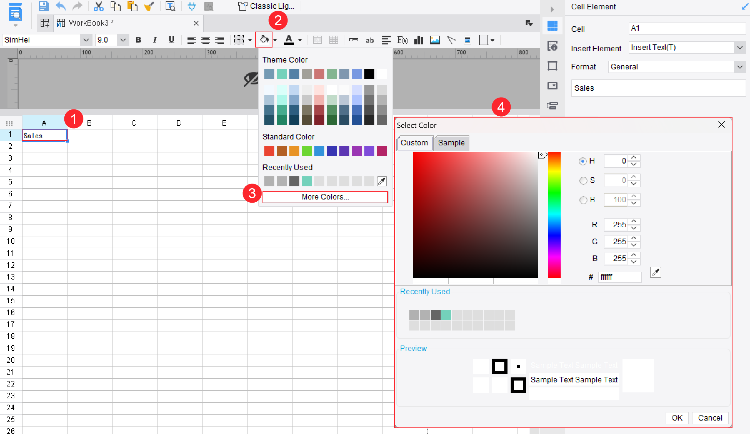 Designer Color Panel-FineReport Help Document