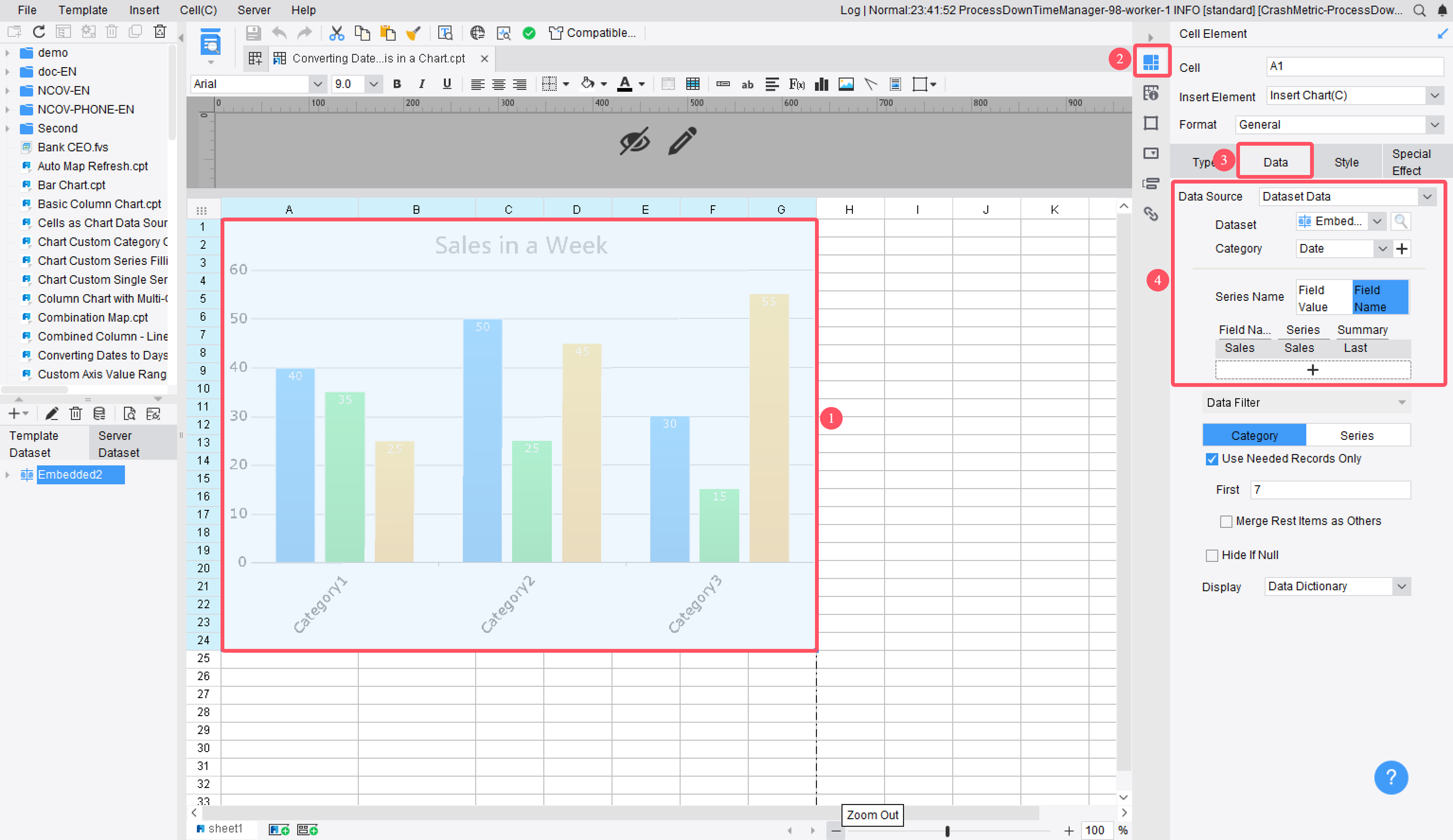 Converting Dates to Days on X Axis in a Chart-FineReport Help Document