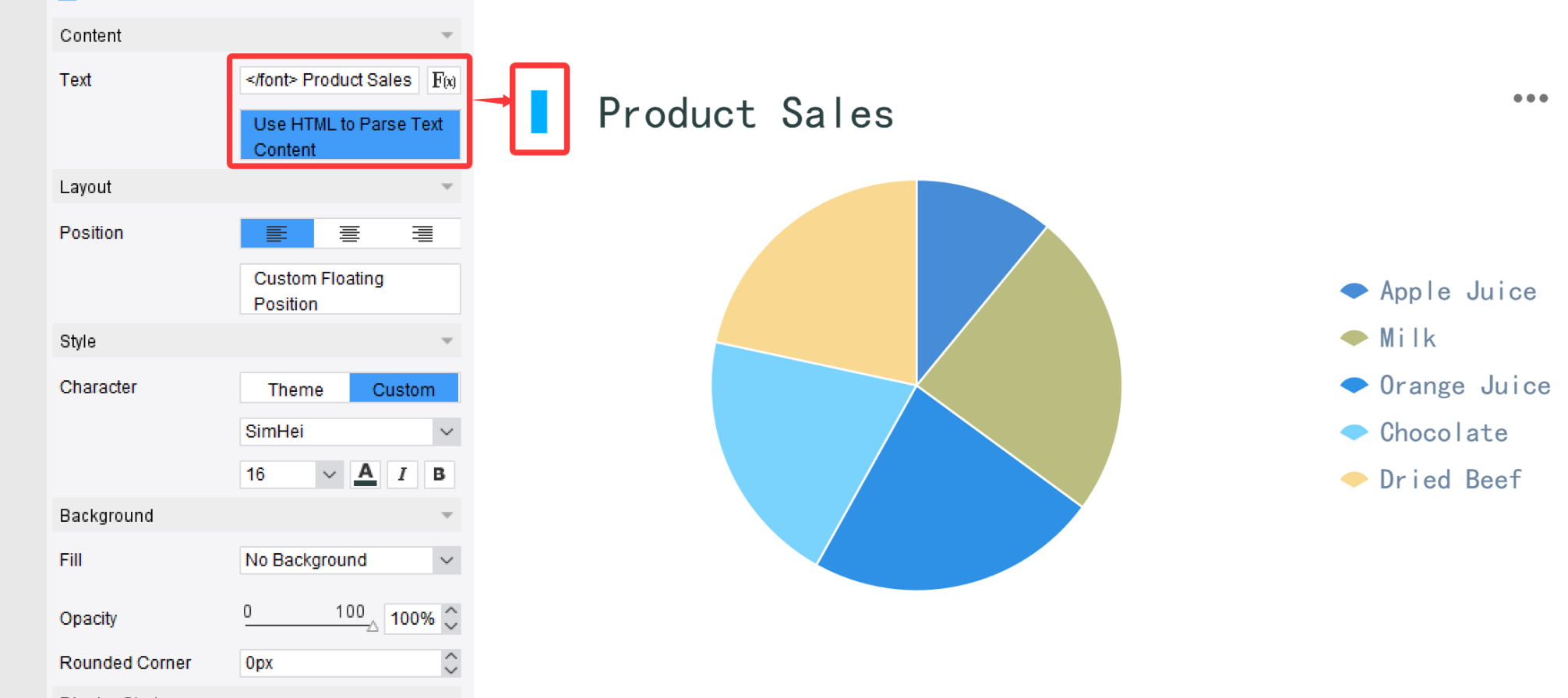 Custom Chart Title/Label/Prompt-FineReport Help Document