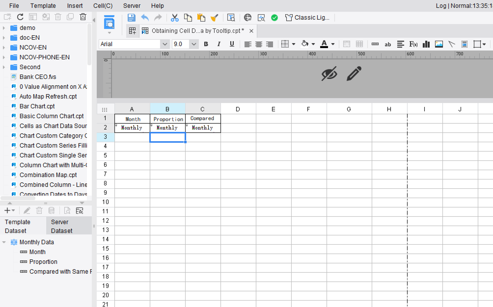 Obtaining Cell Data by Tooltip-FineReport Help Document