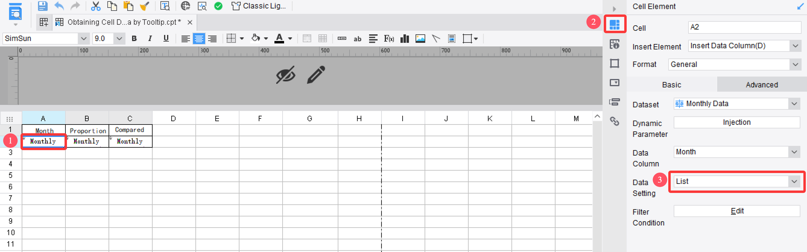 Obtaining Cell Data by Tooltip-FineReport Help Document