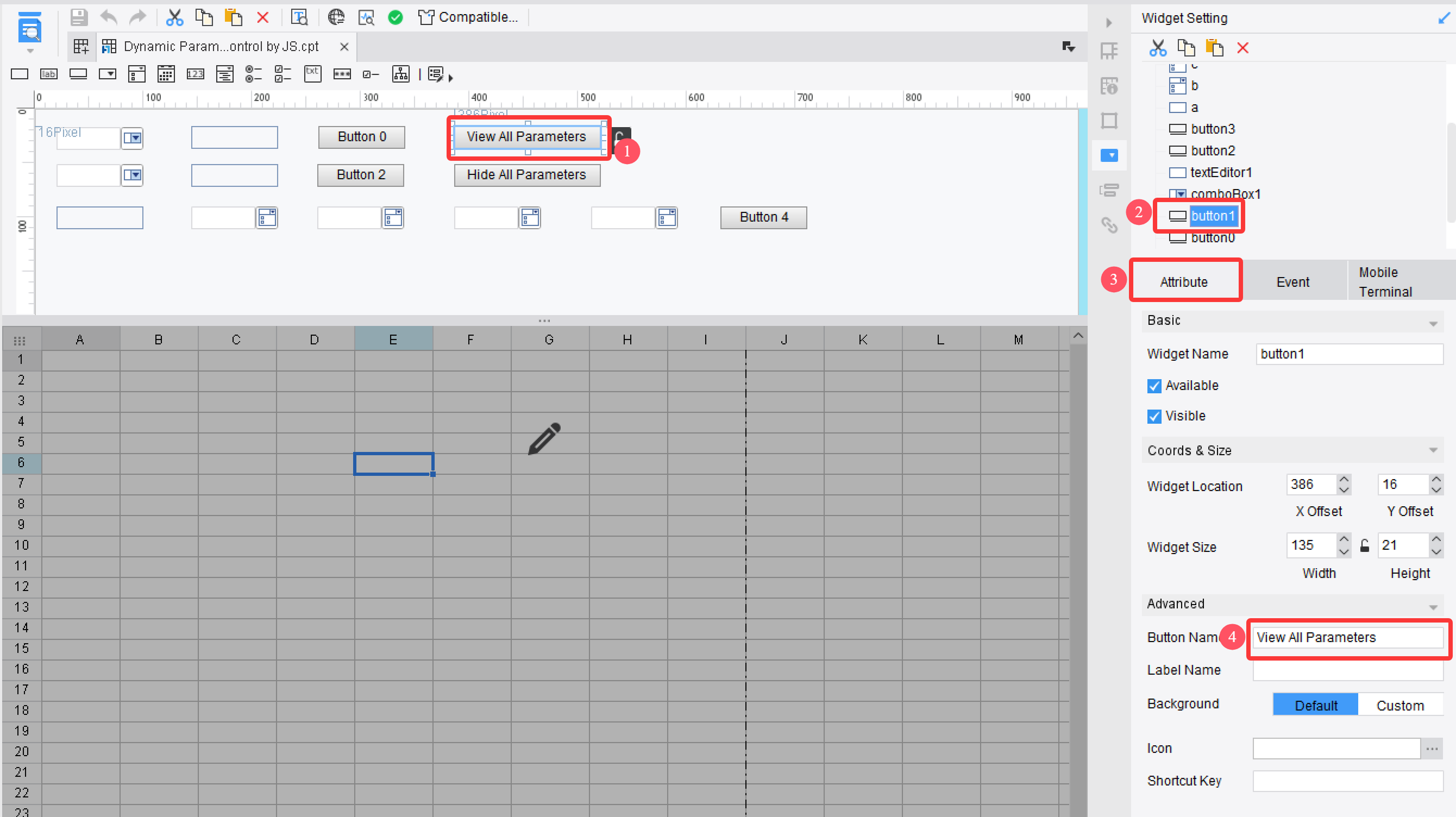 Parameter Button Dynamic Parameter Hiding and Parameter Panel Height Control by JS ...
