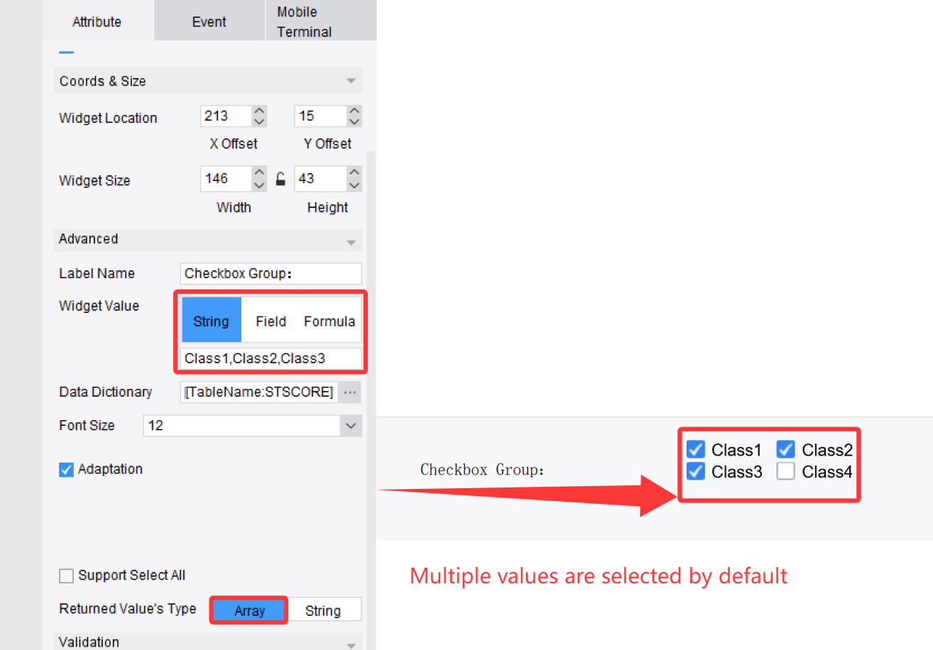 Default Value for Checkbox Widget and Checkbox Group Widget-FineReport ...