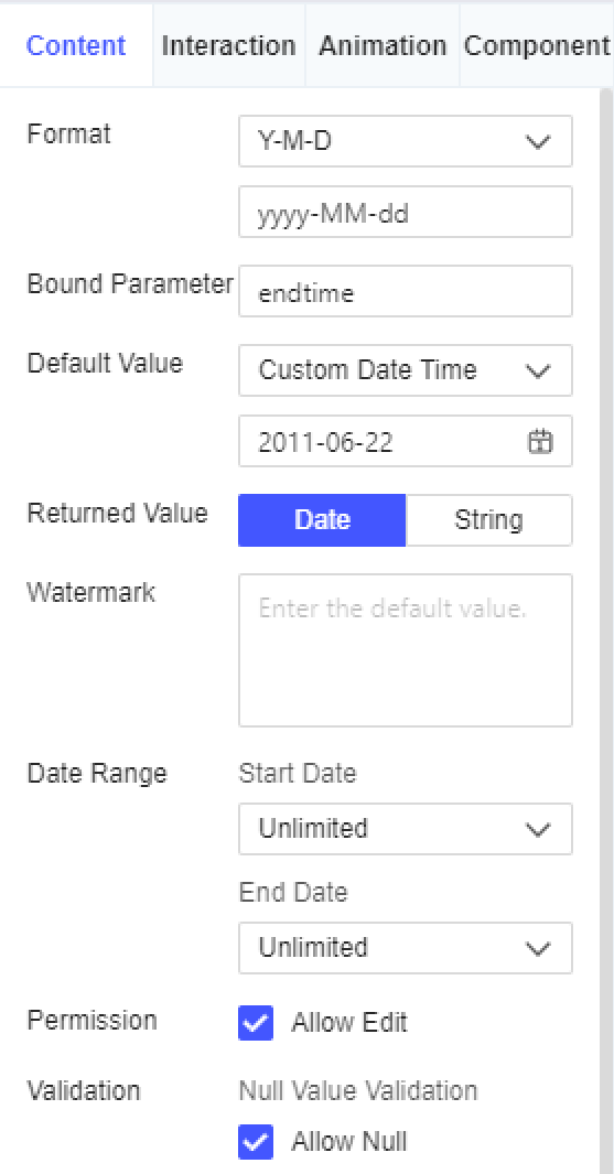 FVS Date Time Widget-FineReport Help Document