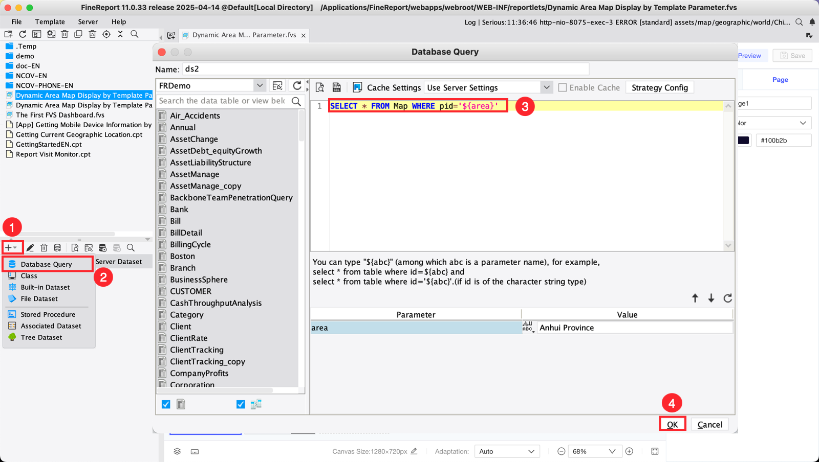 Dynamic Area Map Display by Template Parameter-FineReport Help Document