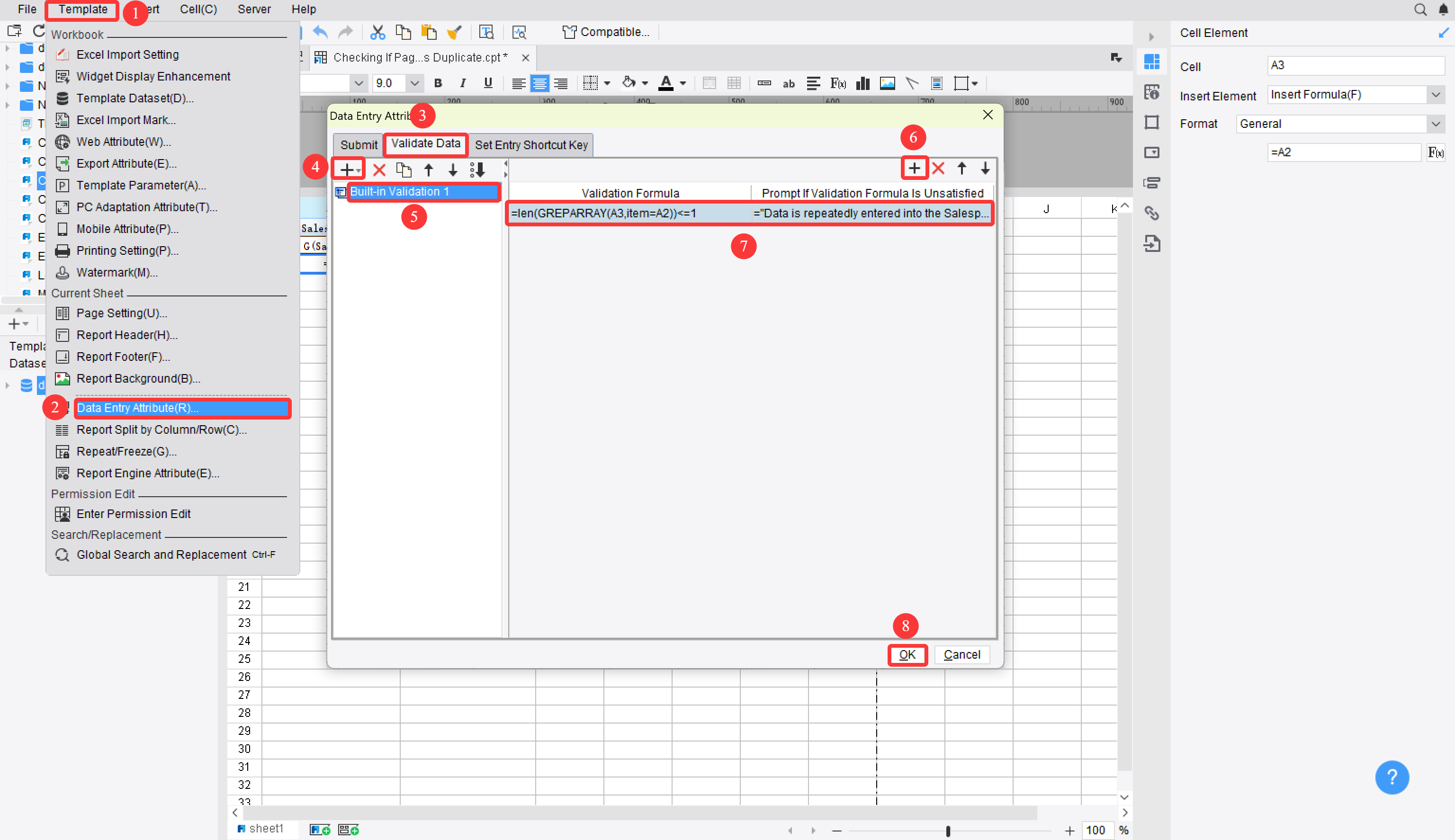 Duplicate Data Checking on the Data Entry Page-FineReport Help Document