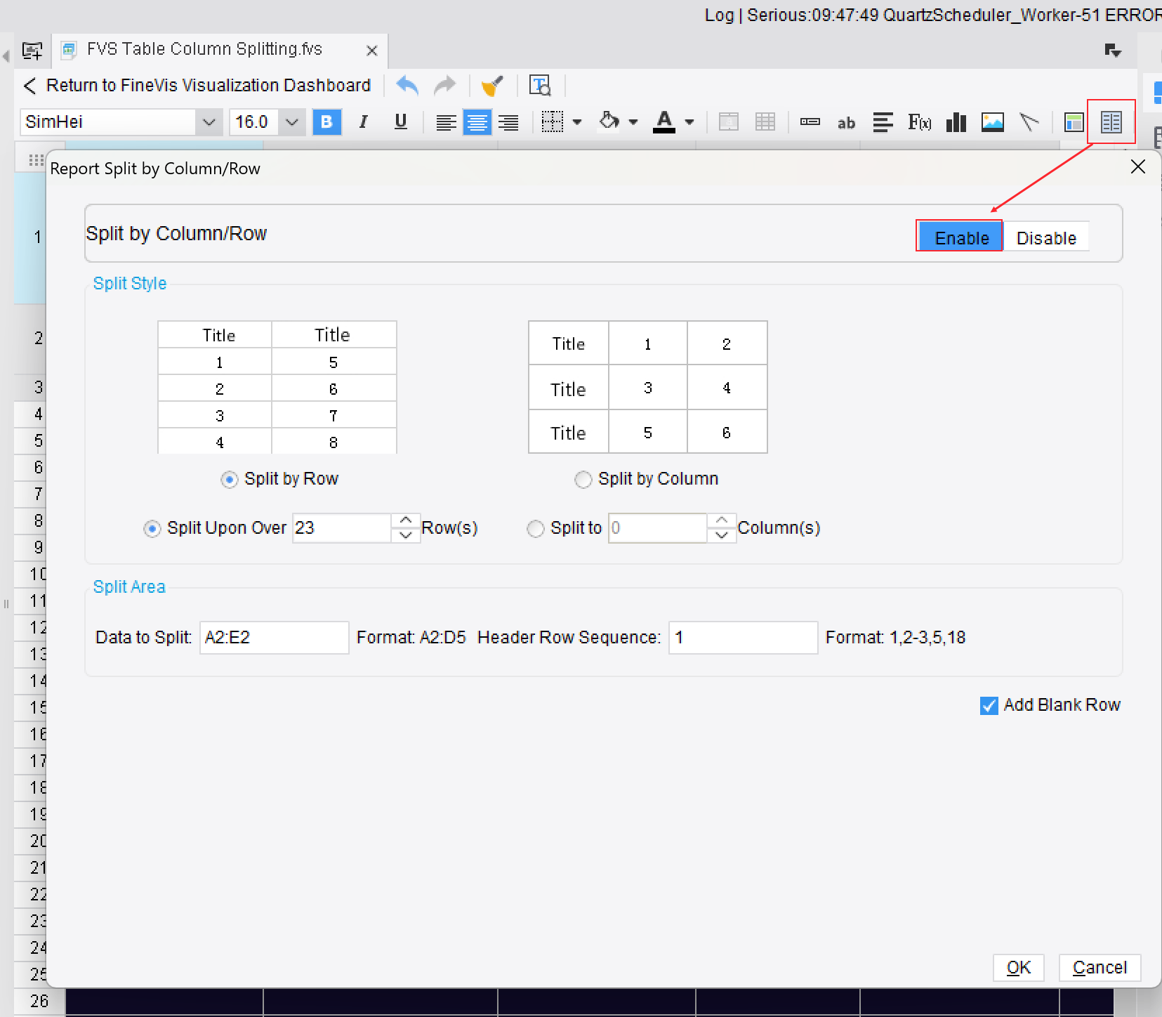 FVS Table Split Setting-FineReport Help Document