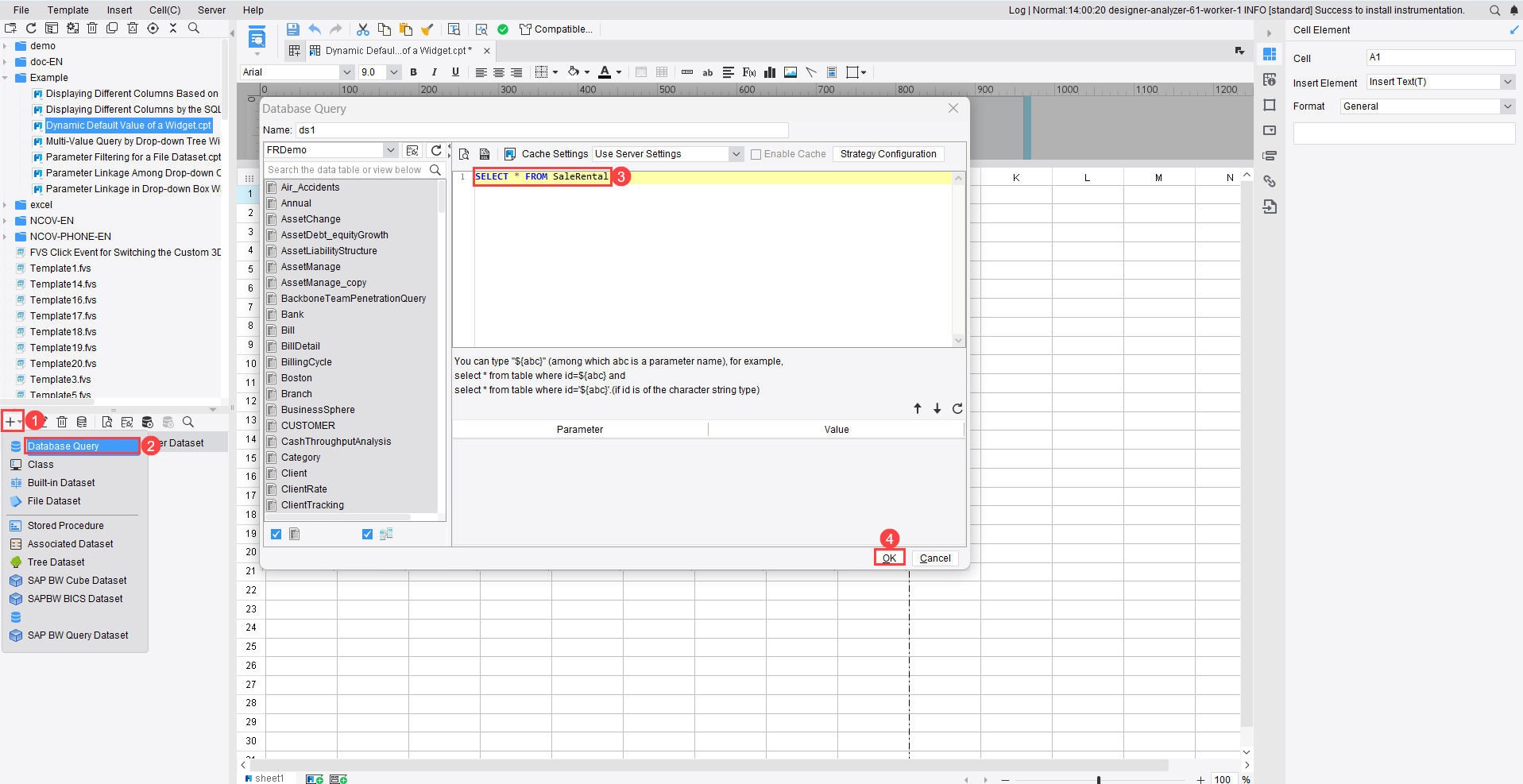 Widget dynamic default value-FineReport Help Document