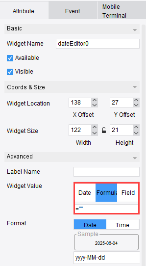 Displaying an Empty Value by Default in a Date Widget-FineReport Help ...