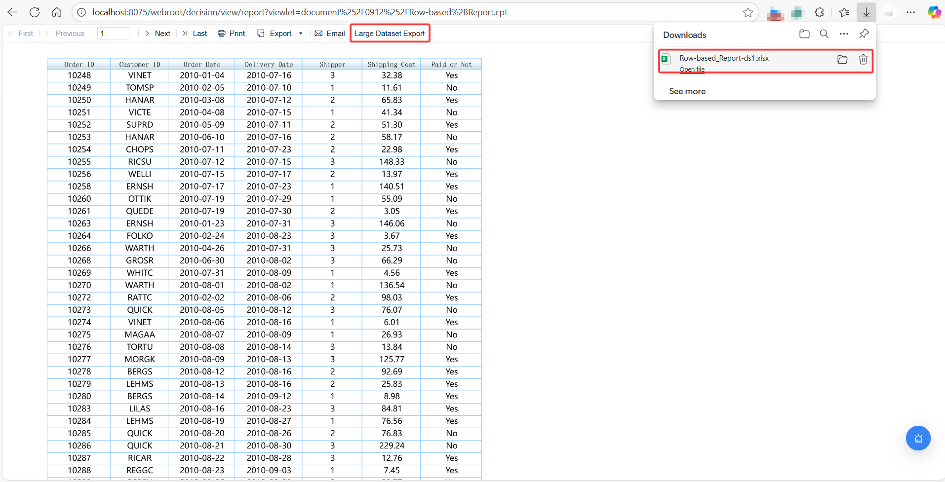 Large Dataset Export with the New Calculation Engine Enabled-FineReport ...