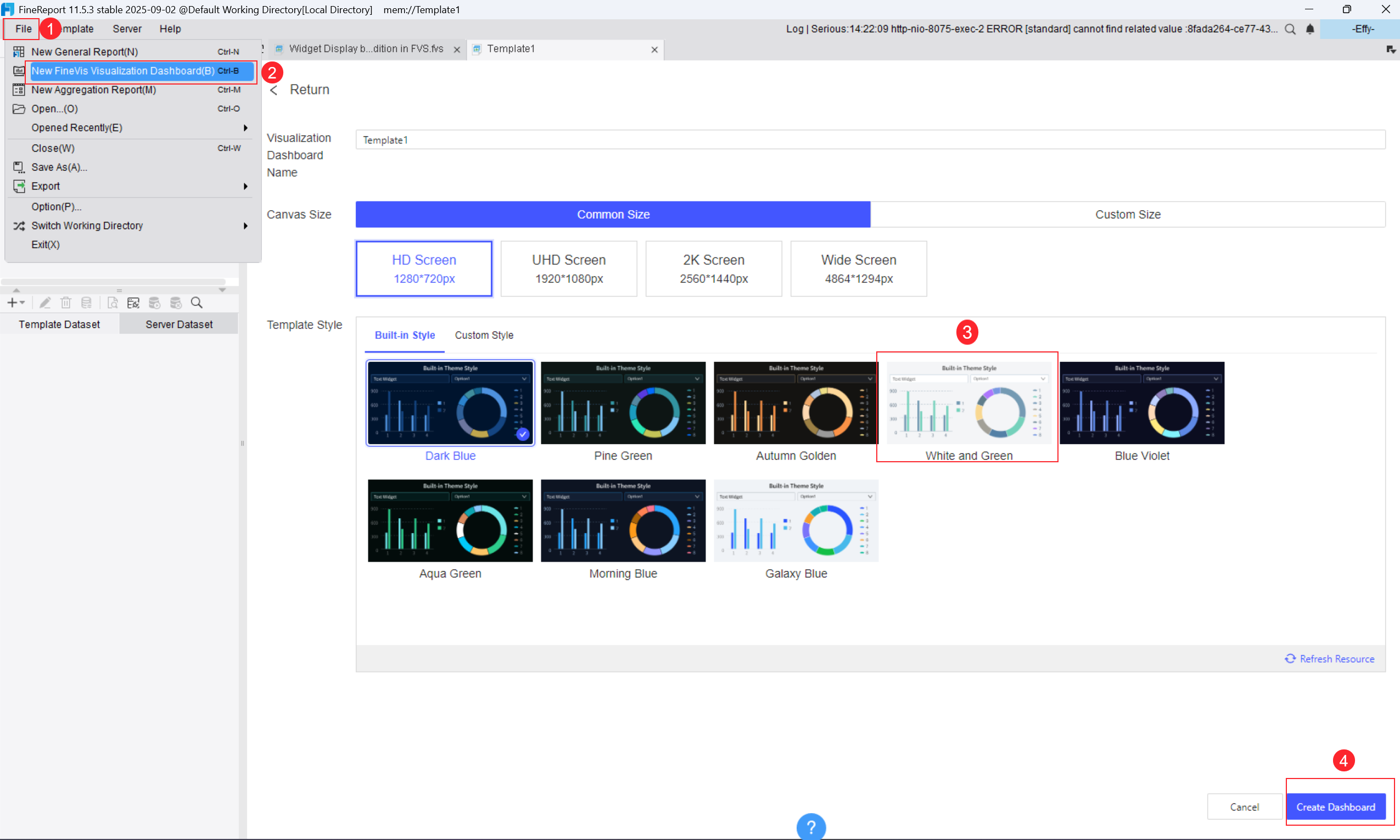 Widget Display by Condition in FVS-FineReport Help Document