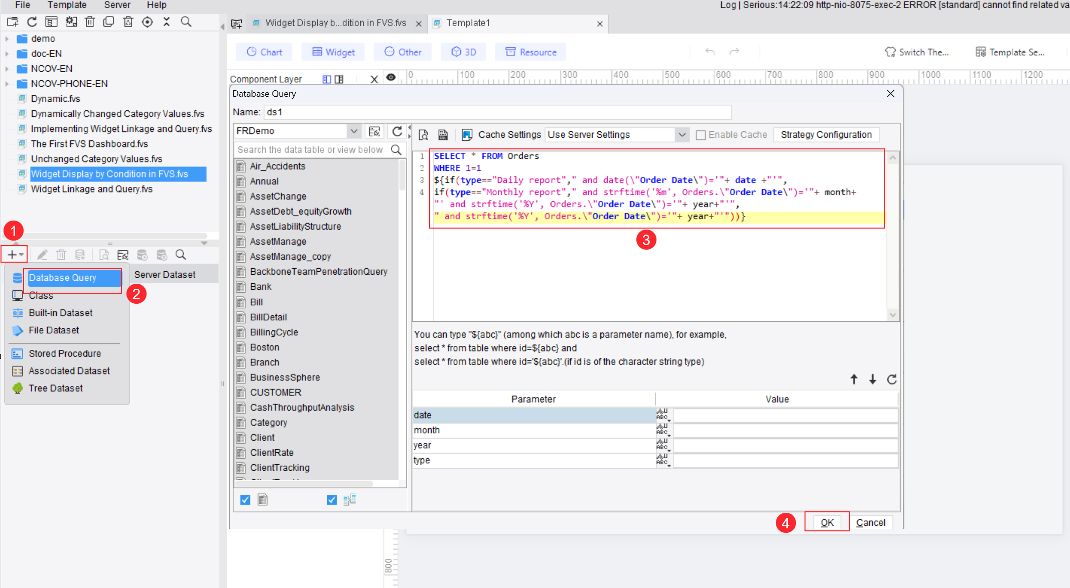 Widget Display by Condition in FVS-FineReport Help Document