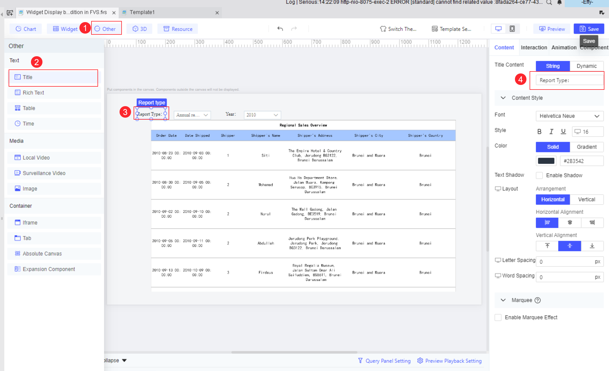 Widget Display by Condition in FVS-FineReport Help Document