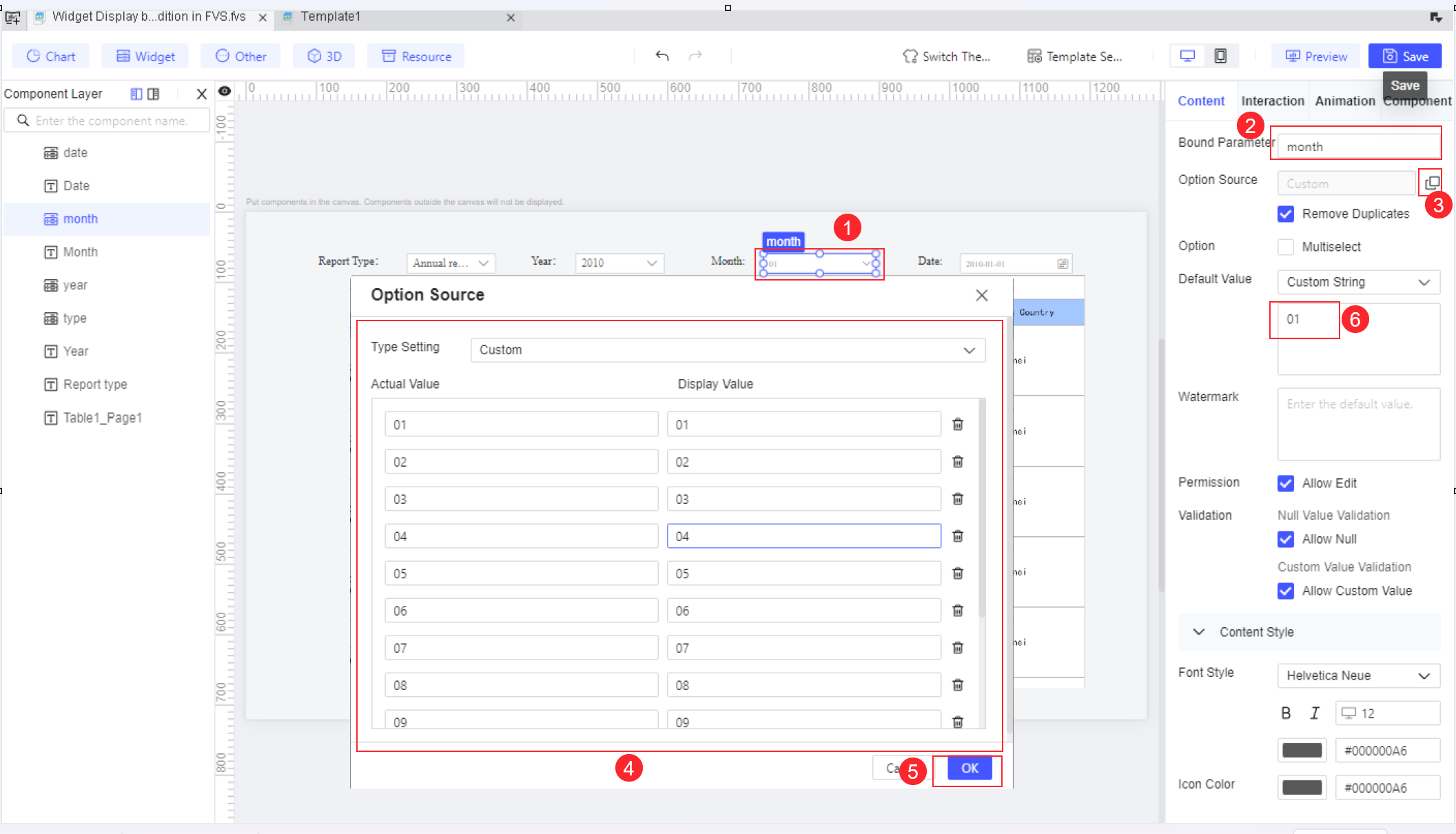 Widget Display by Condition in FVS-FineReport Help Document