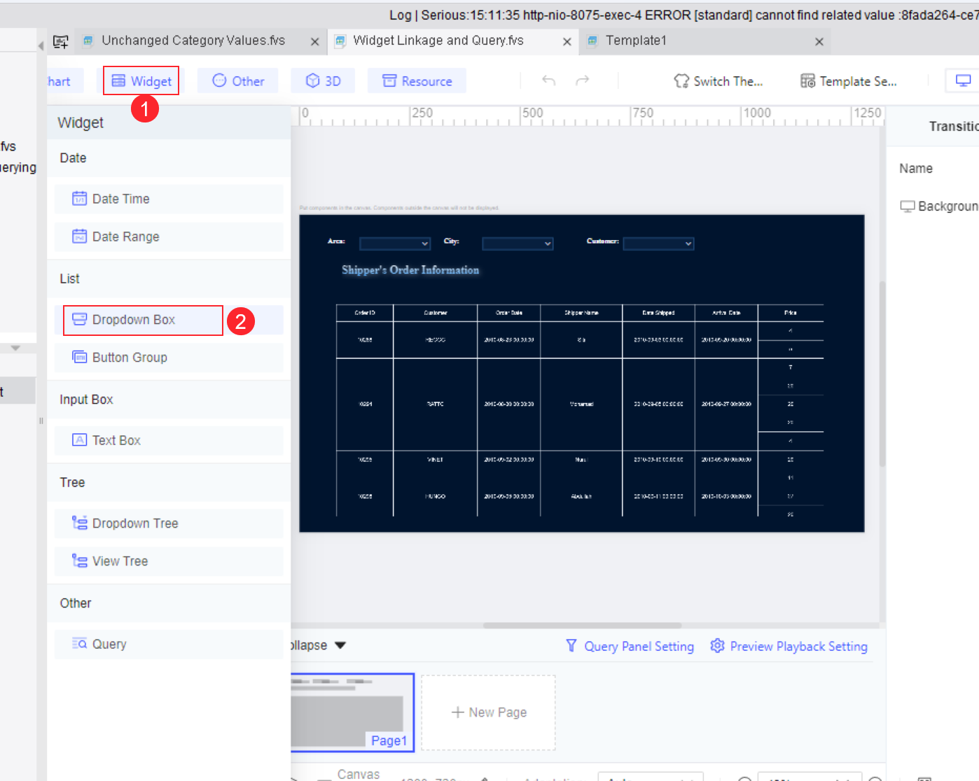 Widget Linkage and Query in FVS-FineReport Help Document