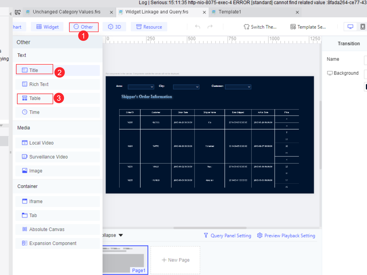 Widget Linkage and Query in FVS-FineReport Help Document