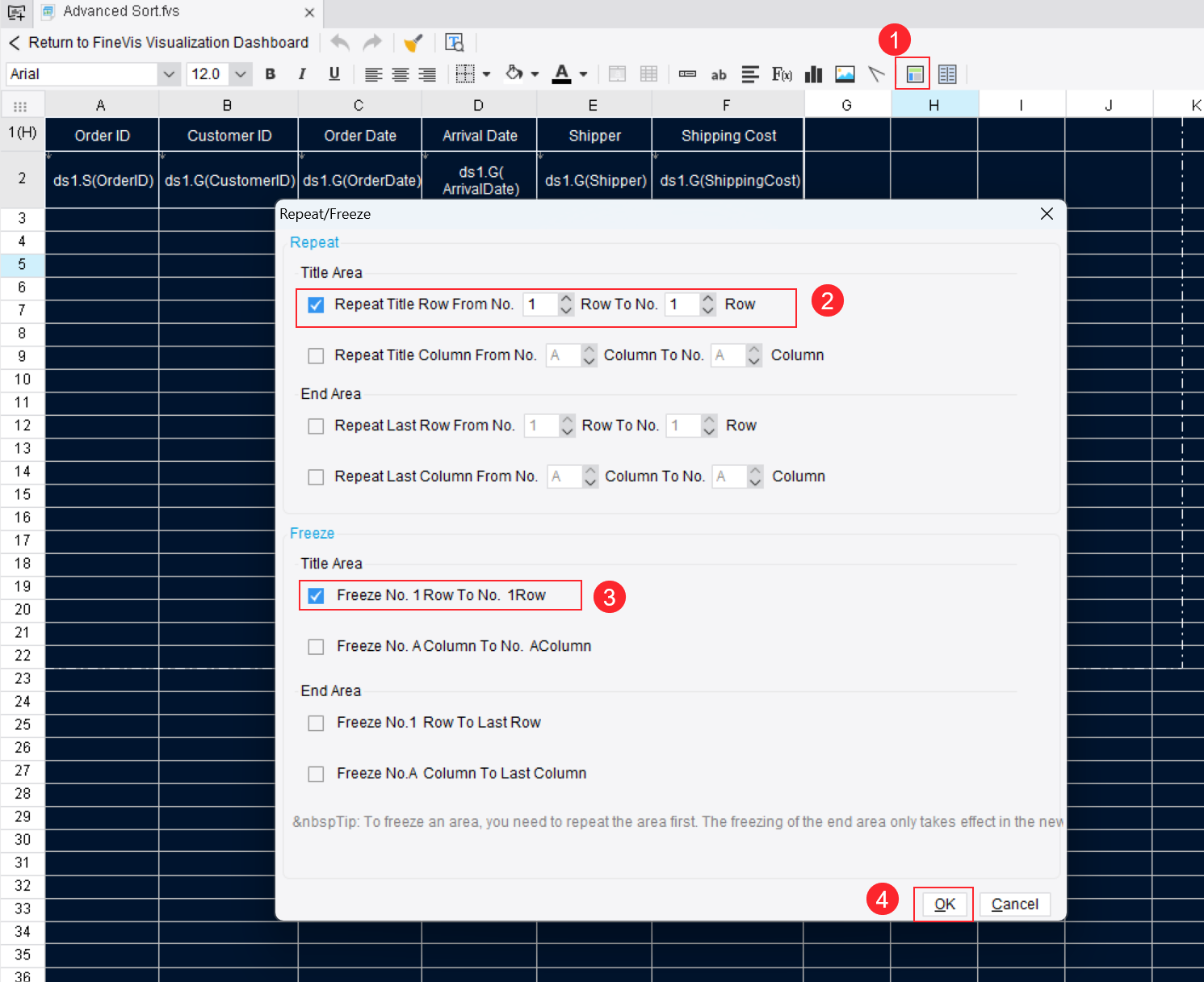Advanced Sort for Tables in FVS-FineReport Help Document